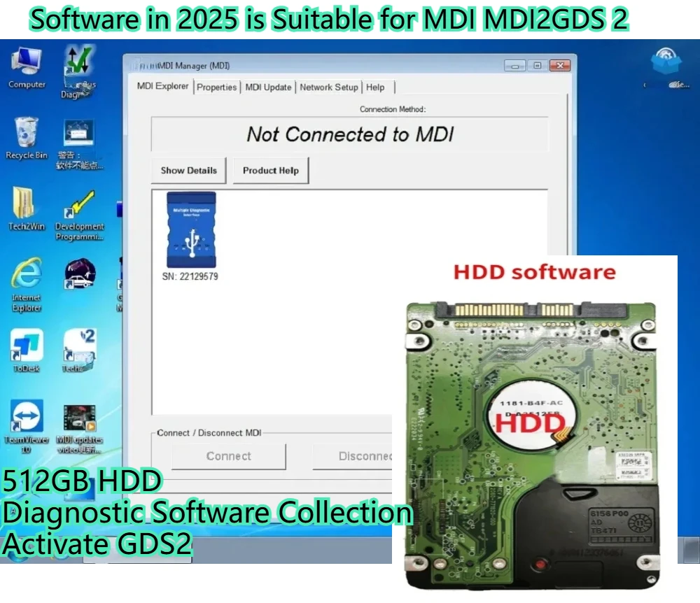 

Новейшее программное обеспечение MDI в 2025 году подходит для MDI MDI2 ДЛЯ GDS 2 Жесткий диск FORTech2Win + GDS2 + DPS Автомобильное диагностическое программное обеспечение