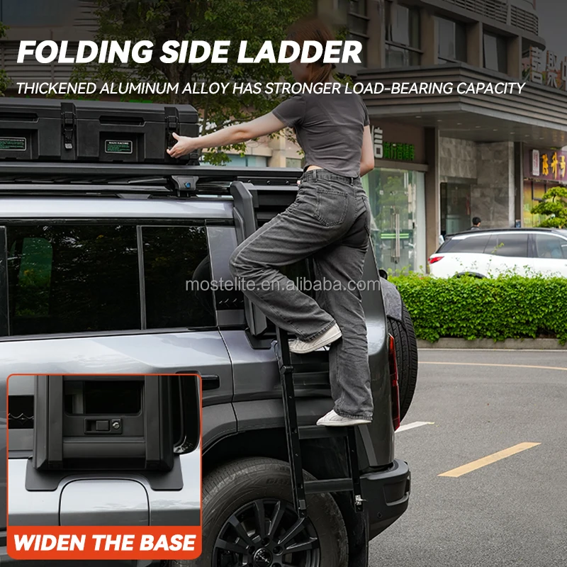 

One-stop Upgrade External Parts Auto Spare Parts Folding Ladder Alloy Roof Rack for BYD Leopard 5 Parts