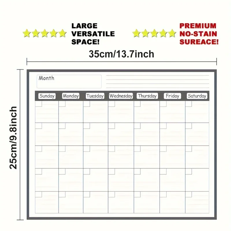 جدول شهري قابل للمسح بشكل متكرر دون ترك أثر، لوحة ملاحظات للتمرين واللياقة البدنية، ثلاجة منزلية