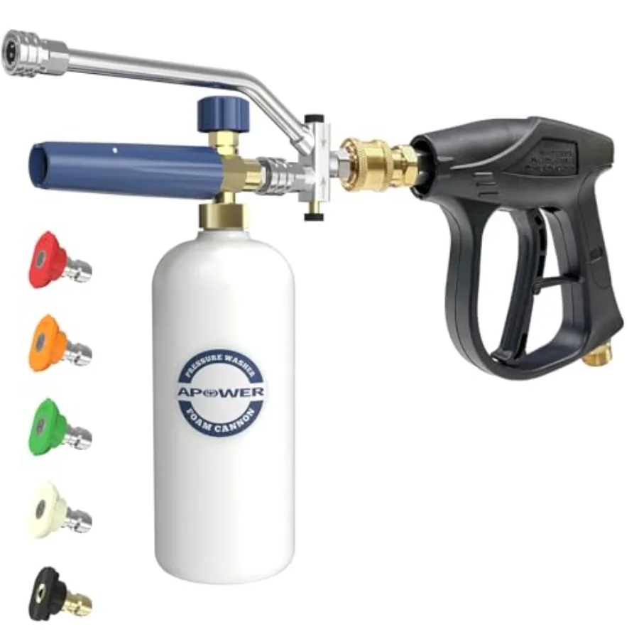 

Пистолет-распылитель для мойки высокого давления с двойным соединителем и насадкой для пенной пушки, двойной наконечник для мыльной пушки, для комплекта для мойки автомобилей, 5 насадок для мойки высокого давления