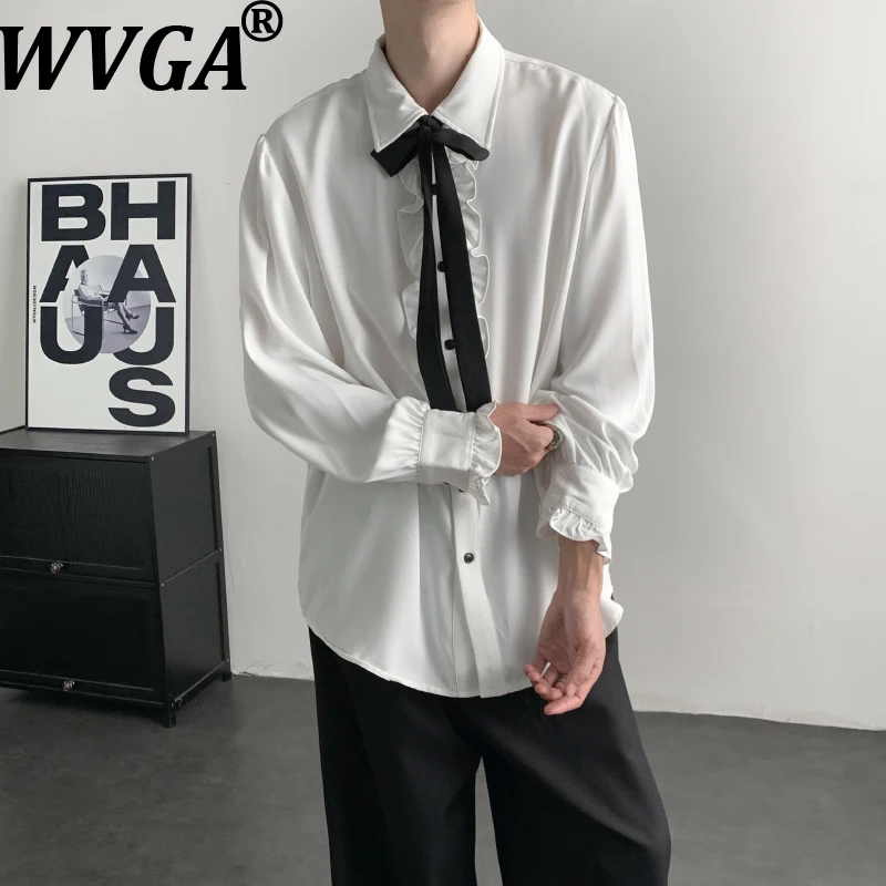 

Новинка! Мужская рубашка WVGA в китайском стиле с рюшами, французский шик, повседневная, модная, с длинным рукавом, Y2K, W21235