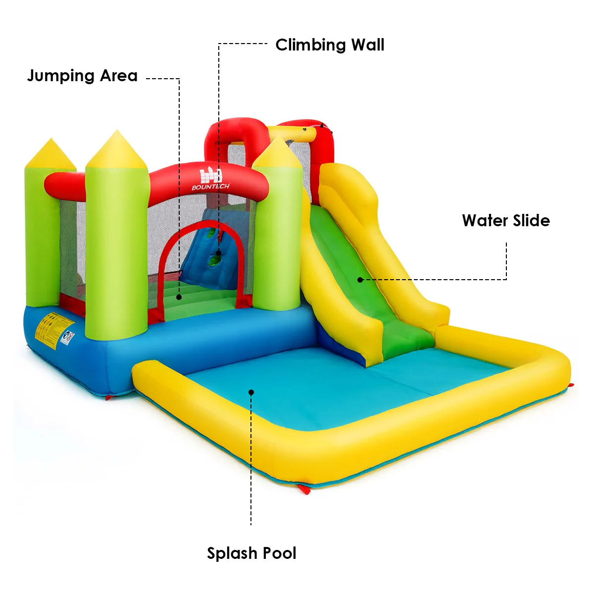 Aufblasbares Bounce House Wasser rutsche Türsteher Pool mit Kletterwand & 550W Gebläse