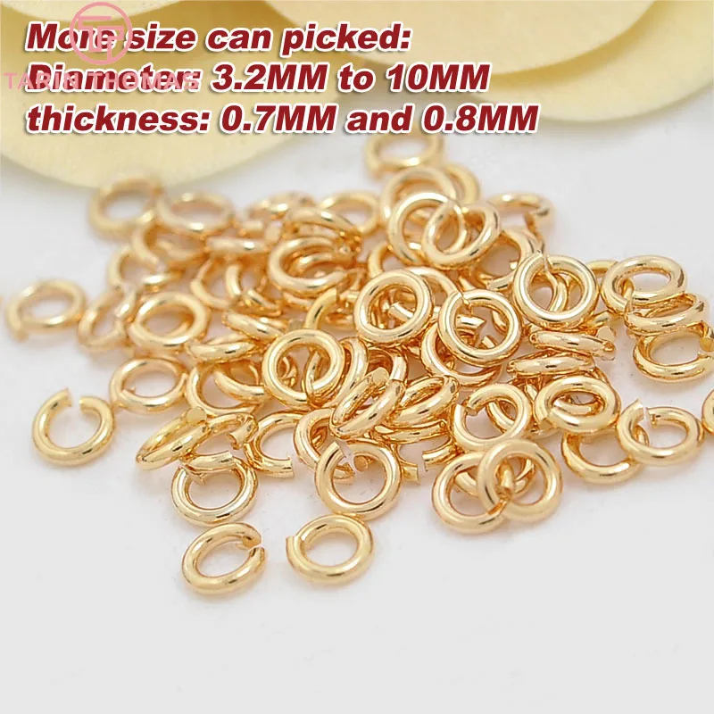 (3630)20 SZTUK 3,2 ~ 10 MM grubość 0,7 ~ 0,8 MM 24-karatowe pozłacane mosiężne okrągłe pierścienie skokowe Pierścienie dzielone Elementy biżuterii