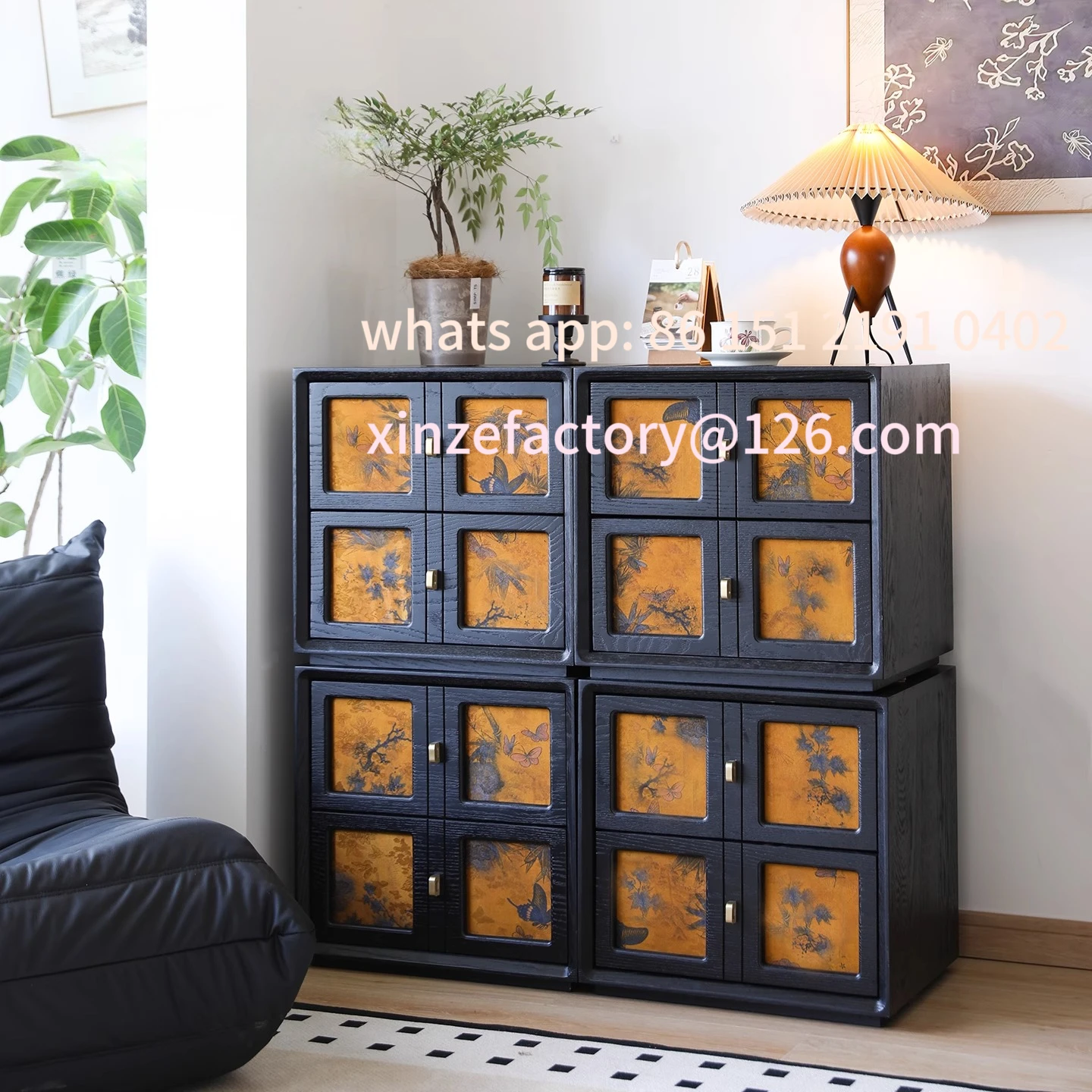 

Customizable combination cabinet Solid wood card door cabinet New Chinese style