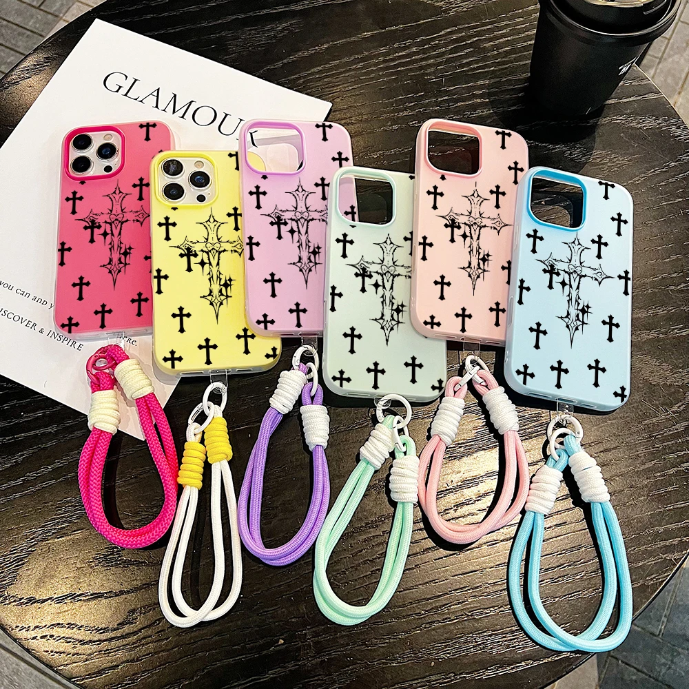 Cyberpunk Black Cross Jelly Phone Case For Xiaomi 14T 17 Pro Max 15T Pro Mi 11 Lite 5G Soft SIlicone Matte Cover With Lanyard - view 3