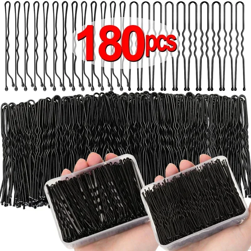 30/180pcs Black Hair Clips Bobby Pins Fashion BB Hairpins Metal Barrettes Invisible Waved Hairgrip Hairstyle Styling Accessories