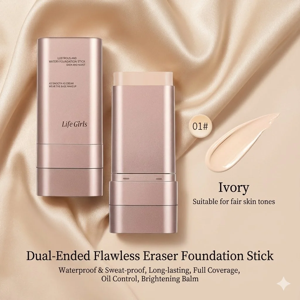 عصا كريم أساس مائي من LIFE GIRLS 2 في 1 مع فرشاة | توهج ديوي قابل للبناء | مكياج بشرة زجاجية كورية | صديق يدوم طويلاً والسفر #2