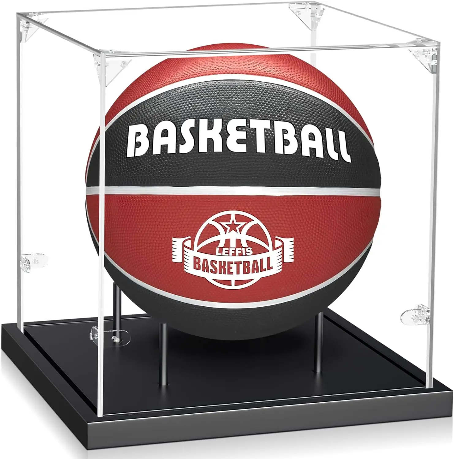 UV Protected Acrylic Basketball Display Case with Solid Wood Base for NBA WNBA Memorabilia