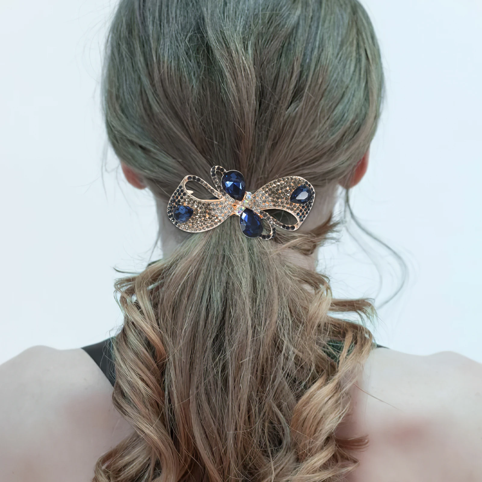 

Rhinestone Hair Clips Purple Bow Barrettes for Girls Wedding Birthday Accessories Sturdy Non Fading Hair Care Styling