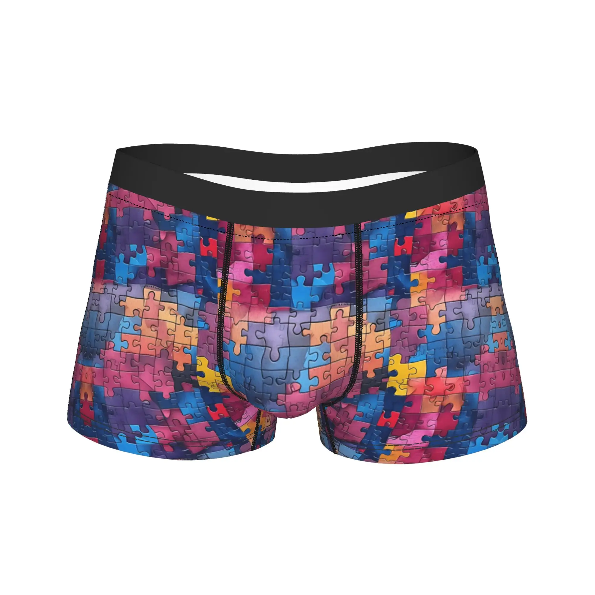 Black Background Neon Autism   Underwear  Man Panties Pattern Sexy Soft Boxershorts Trenky Boxer Brief Big Size 2XL