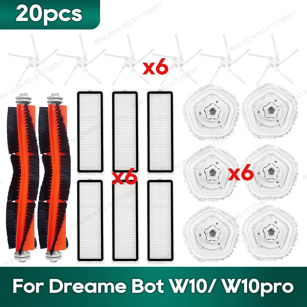 

Fit for Dreame Bot W10, W10 Pro Mop Pad Robot Vacuum Accessories Washcloth Hepa Filter Roller Brush Side Brush Parts Replacement