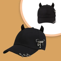 Harajuku Devil Hat with Horn Baseball Caps for Girl Women Casual Sunproof Hat Dropshipping