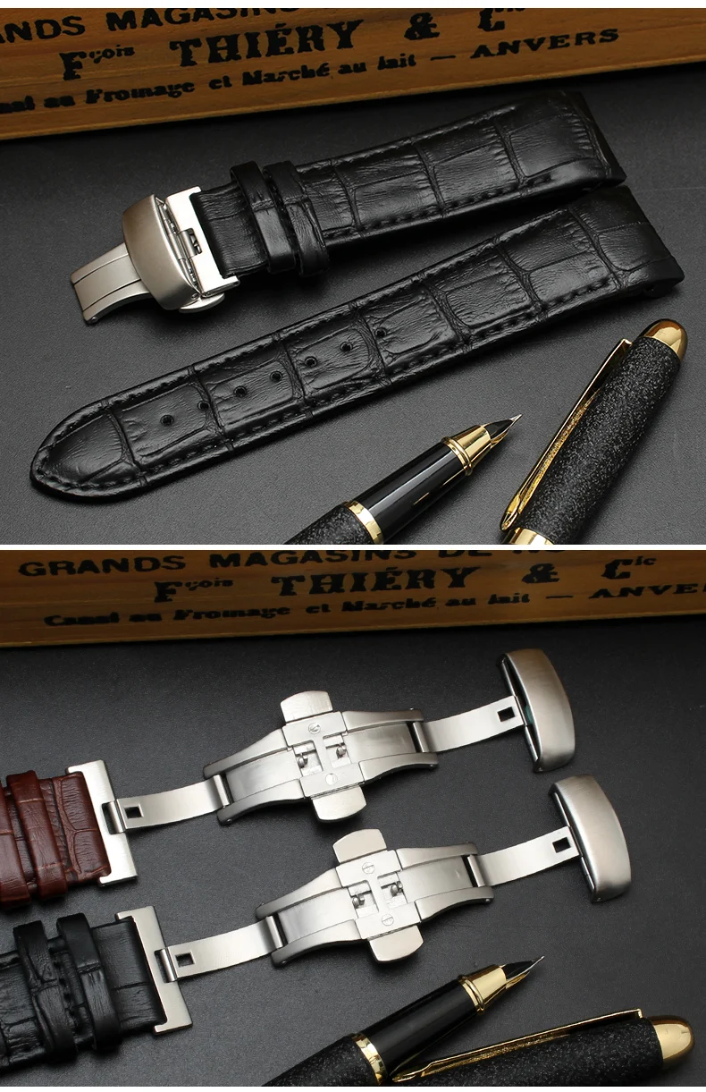 Für Tissot 1853 COUTURIER T035 T035627A T035407A T035439 T035617 Herren-Uhrenarmband aus echtem Leder mit gebogenem Ende, 22 mm, 23 mm, 24 mm – Detail 7