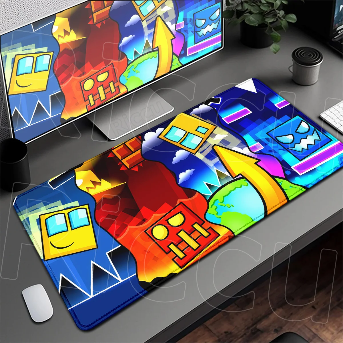 Geometry Dash Speed Gaming Table Carpet HD Printing Cool Mousepad XXL Computer Office Cabinet Rug 90x40cm Accessories Laptop Mat