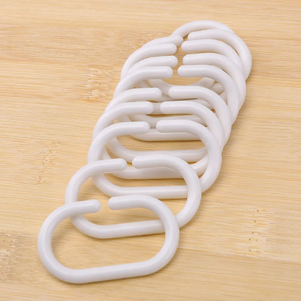 

48Pcs Shower Curtain Hooks Plastic C-Shaped Rings Reusable Bathroom Curtain Hanging Accessories Plastic Shower Rings