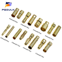 2mm 3mm 3.5mm 4mm 5mm Bullet Banana Plug Gold-Plated Banana Male Female Connector Battery Plugs Kits for RC Battery Parts DIY