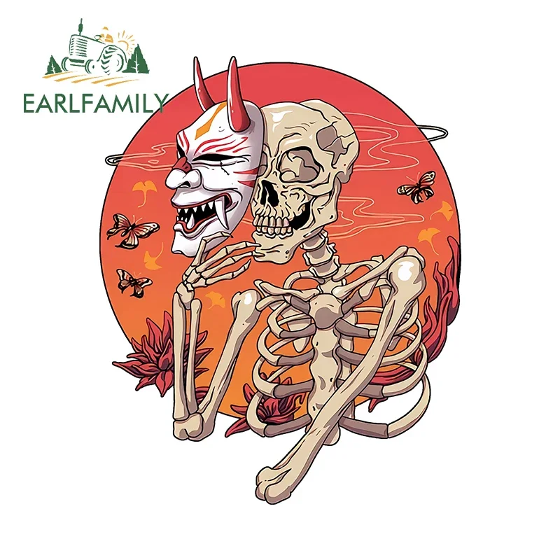 

EARLFAMILY 13cm X 10.5cm for Skull Cute Oni Yokai Mask Car Stickers Fashionable Graffiti Decals Occlusion Scratch Car Goods