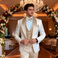 Esmoquin personalizado de 3 piezas para hombre con bufanda, traje para fumar con solapa, padrinos de boda, chaqueta Formal para fiesta, Ternos Masculinos