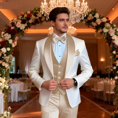 Esmoquin personalizado de 3 piezas para hombre con bufanda, traje para fumar con solapa, padrinos de boda, chaqueta Formal para fiesta, Ternos Masculinos