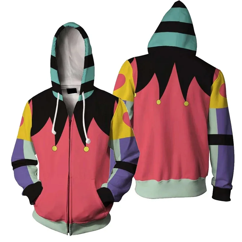 Fizzarolli Sudadera con capucha película Helluva Cos Boss Cosplay 3D impreso Sudadera con capucha hombres mujeres Casual Streetwear chaqueta con cremallera abrigo