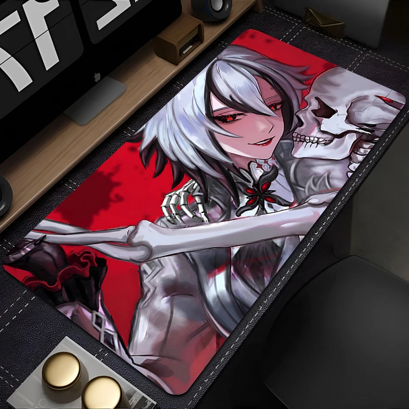 Genshin Impact Arlecchino XL Mouse Pad Anime Girl Keyboard Rug PC Gaming Accessories Mousepad Laptop Terror Skull Speed Desk Mat