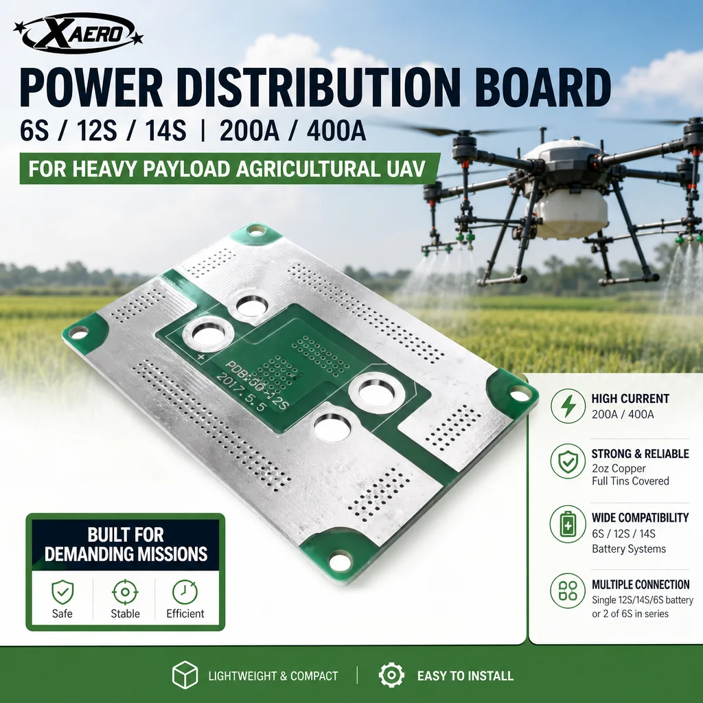 XAERO 6S 12S 14S 200A 400A Power Distribution Board for Heavy Payload Agricultural UAV Large Current PCB