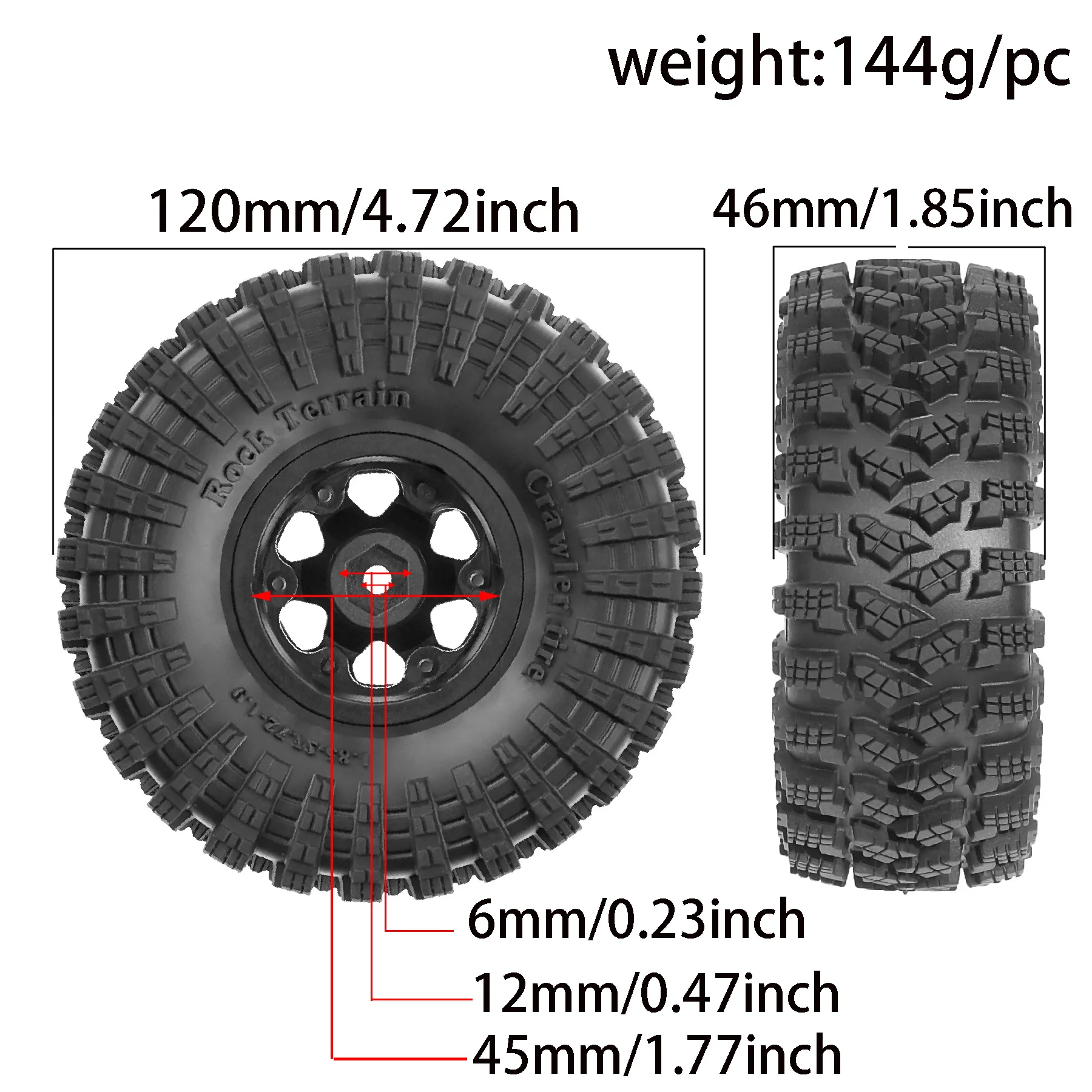 RED SPIDER 4Pcs 1.9 Inch Plastic Beadlock Wheel Rims +Rubber Tires Set For 1/10 Axial SCX10 Traxxas TRX4 TRX6 Off-Road RC Truck