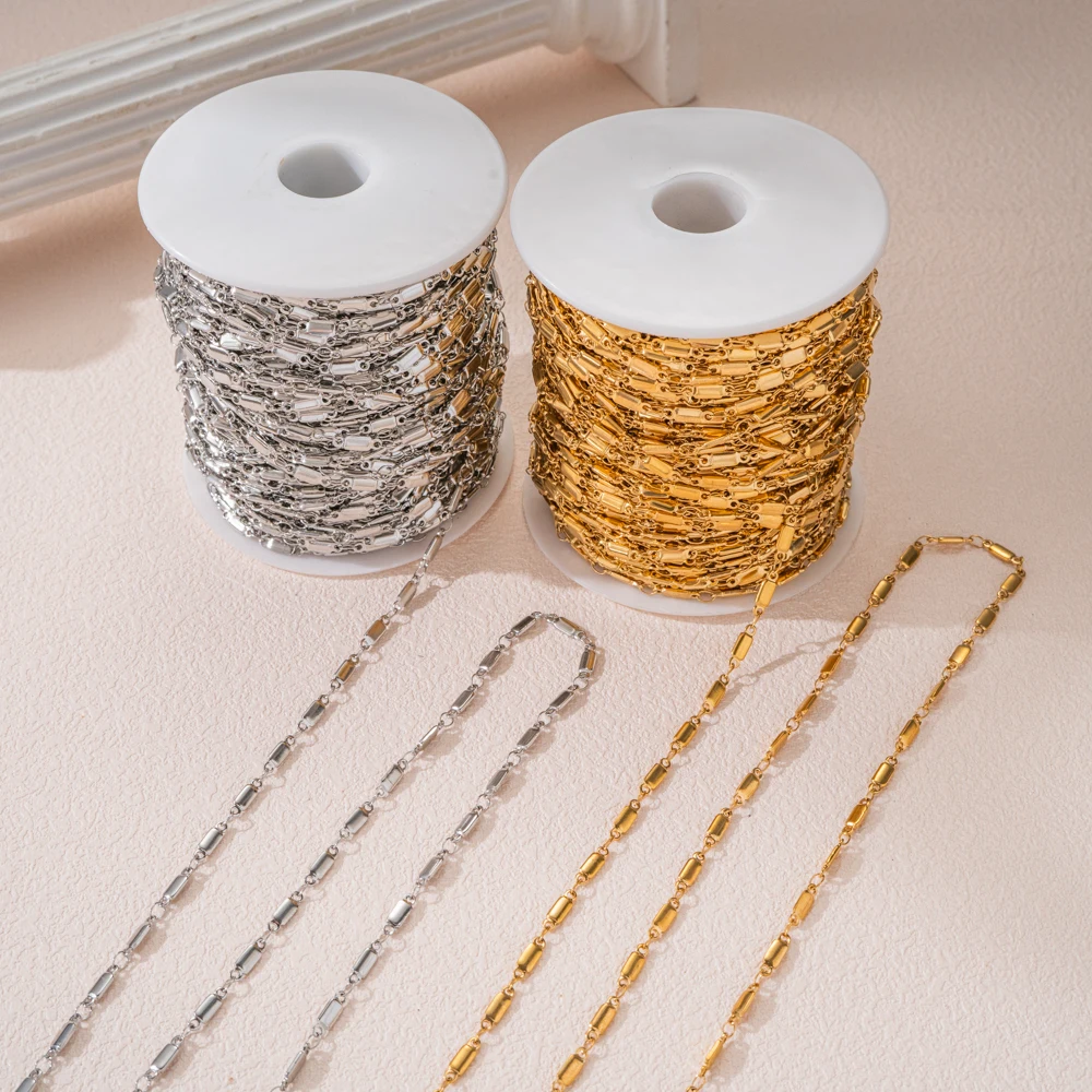 0,5 Meter/1 Meter Goldene Edelstahlkette für Schmuckherstellung Rechteckige Gliederkette für Herren Damen Halskette Armband DIY-Zubehör – Detail 5
