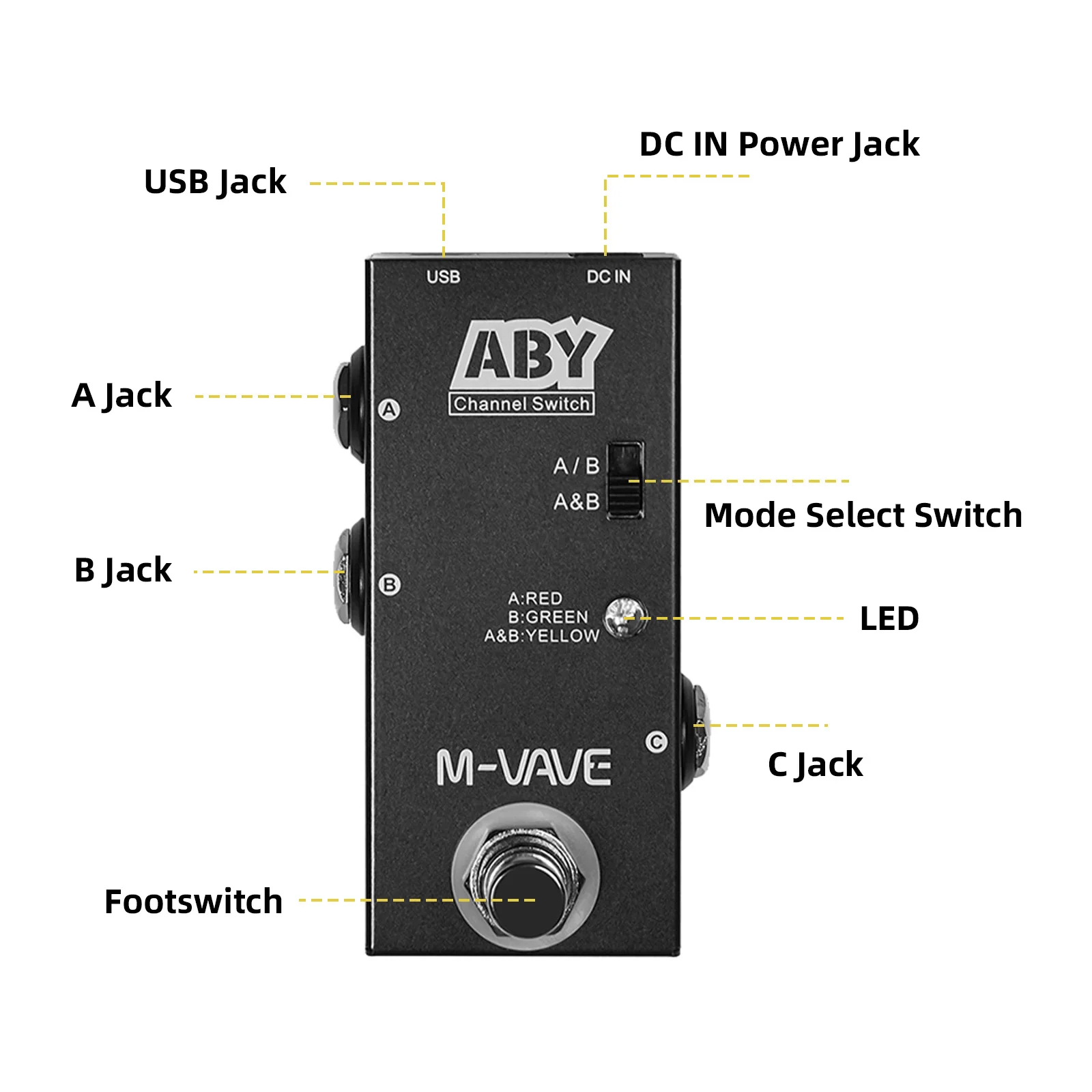 M-VAVE ABY Line Selector AB Switch Mini Guitar Effect Pedal True Bypass Guitar Bass Pedal AB Box - ABY Channel Switch