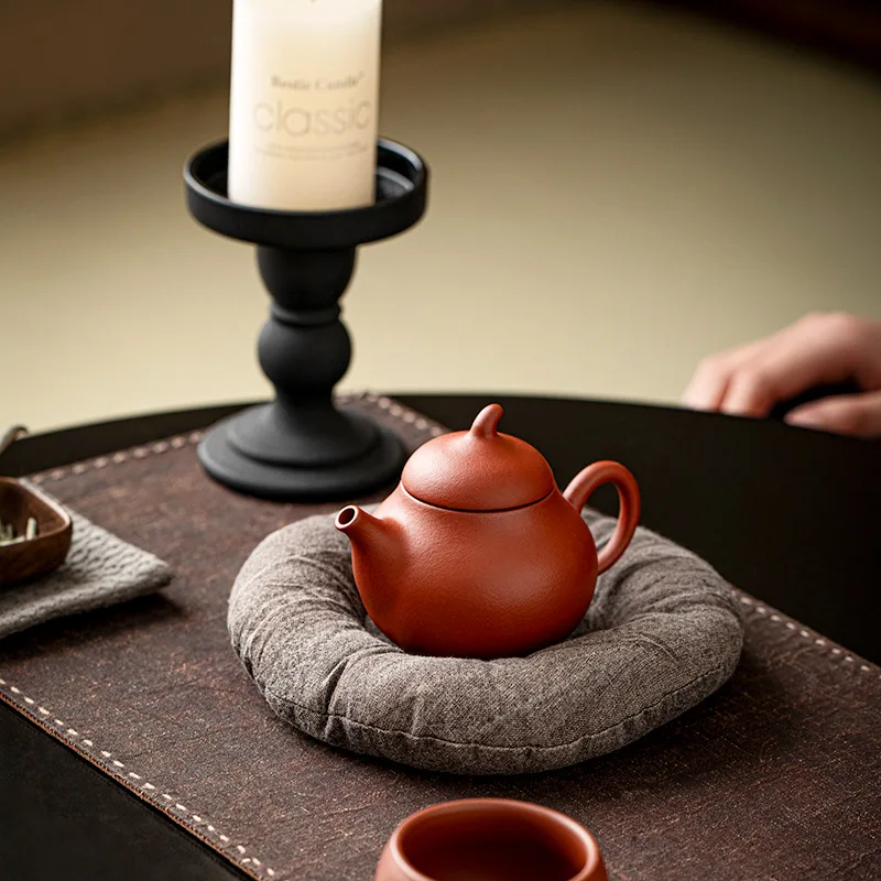 Fabric Coaster Teapot Saucer Purple Clay Pot Mat Heat Insulating Pad Kung Fu Tea Accessory For Home Desktop Tea Table Decoration