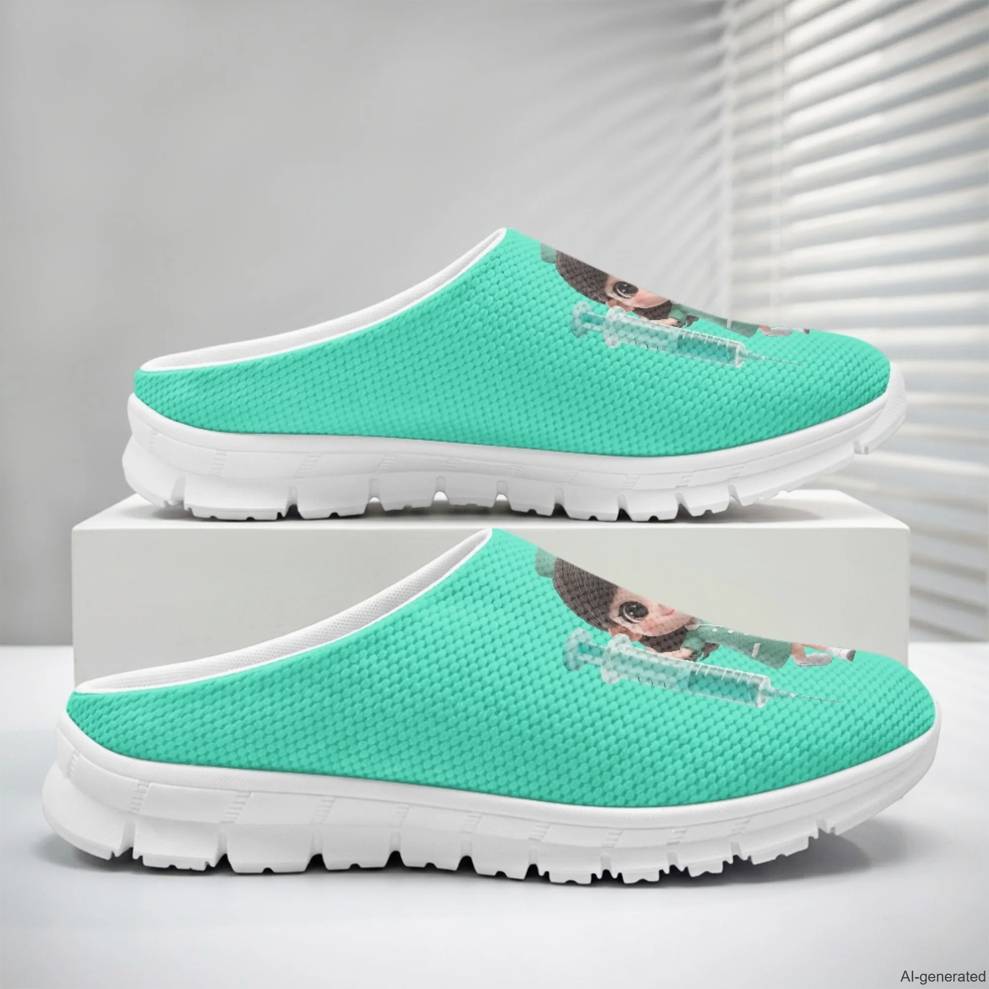 XIXIRIMIDO Casual Shoes Nurse Pattern Nurse Shoes Versatile Sports Women's Slippers Breathable Mesh Men's Walking Shoes 35-48