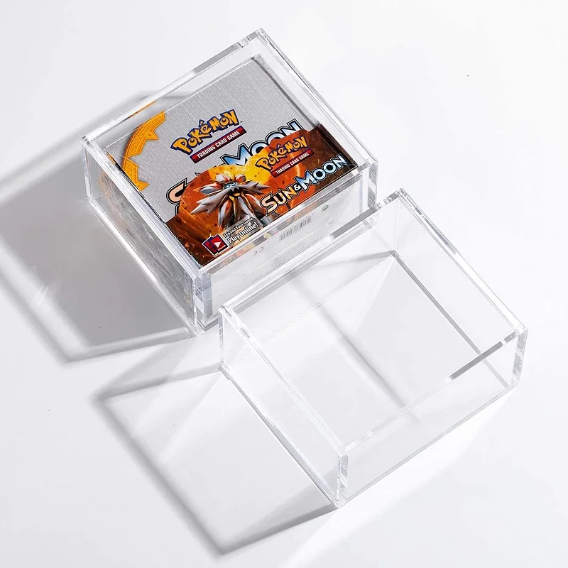 6mm thickness Clear Booster Box Collector Gifts Transparent Acrylic Boost Game Protector Display Case Magnetic Lid for Pokemon