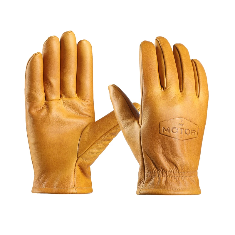 Men's cowhide gloves motorcycle driving gloves retro style comfortable non-slip warm gloves