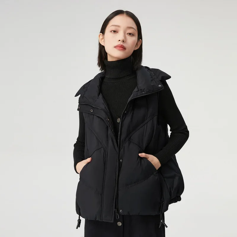 Fashionable Womens Down Vest Lightweight Sleeveless Down Jacket with Stand Collar Winter Coat Women Puffer Jacket  VT-317