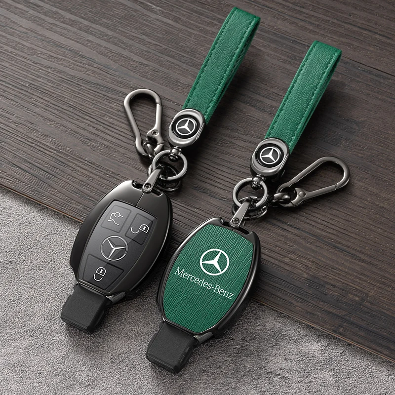 Zinc Alloy Leather Car Key Case Cover For Mercedes Benz A B C E R Class GLS GLA GLK GLC CLS CLA AMG W204 W205 W212 W463 W176