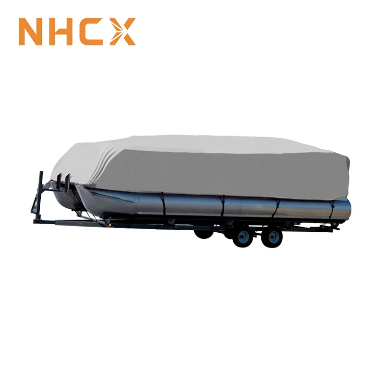 

NHCX Fits Length 17' 18' 19' Waterproof Gray UV-protector Universal Trailerable Boat Cover Inflatable Pontoon Boat Cover