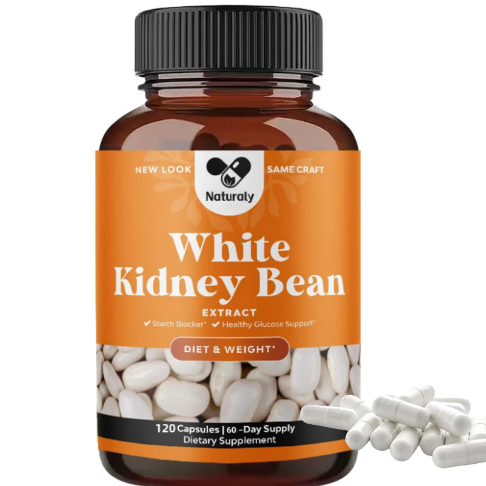 Natural white kidney bean extract - white kidney bean energy enhancer, AMPK activator, and antioxidant capsules - dietary fiber