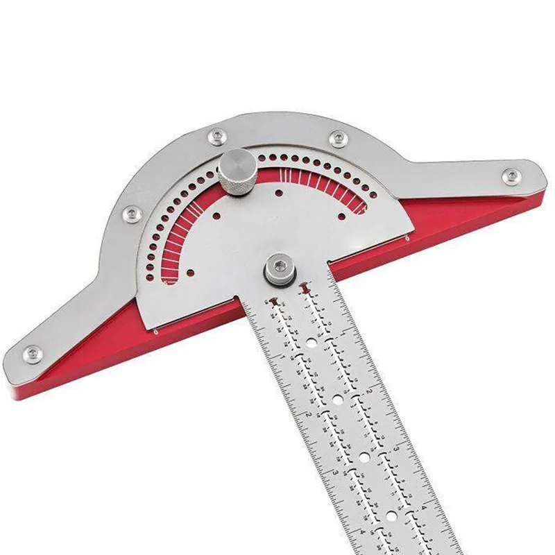 10 Inch Woodworking Edge Measuring Ruler with Protractor, T-Square, and Angle Ruler - Perfect for Precise Woodworking Designs