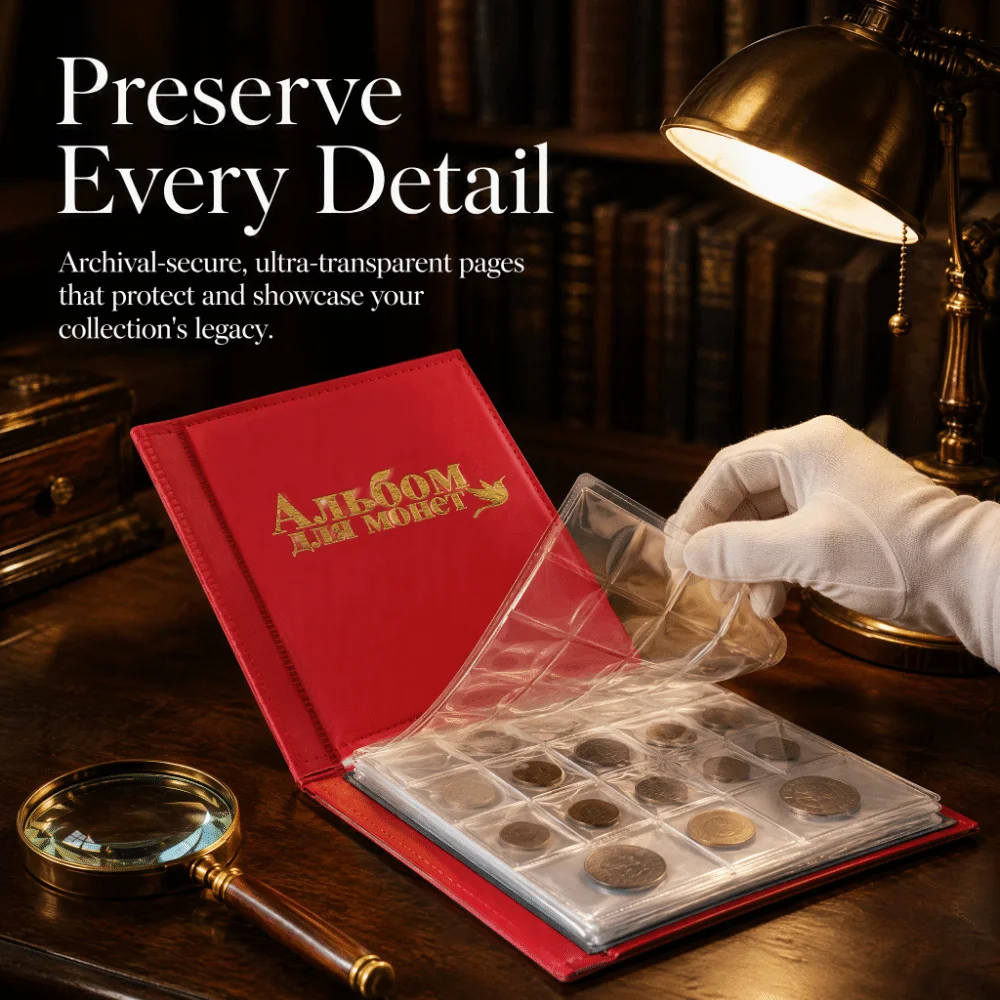 8.46 X 6.77 Inch Coin Storage Folder 250 Pockets 10 Pages Coin Collection Album Large Capacity Compact Design