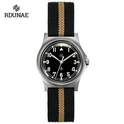 RDUNAE 34.5mm Retro Military Watch 316L Stainless Steel K1 Mineral Glass Luminous Personality Sports Quartz Men's Pilot Watch