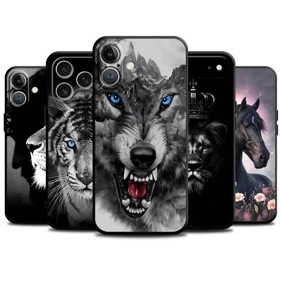 Animal Tiger Lion Funda Phone Cover Phone Case for Apple iPhone 17 Pro Max 12 15 Pro 7 8 16 14 13 17e Air 11 XR XS MAX