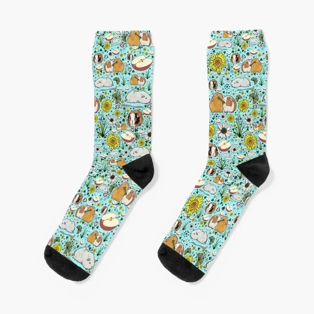 

Guinea Pigs in Blue Socks Non-slip short winter floral Luxury Woman Socks Men's
