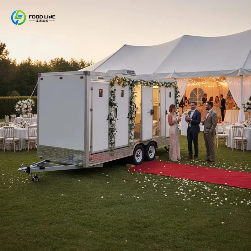 Customized Mobile Shower Toilet Trailer Luxury Durable Stainless Steel Mezzanine Panel Custom Color School Use