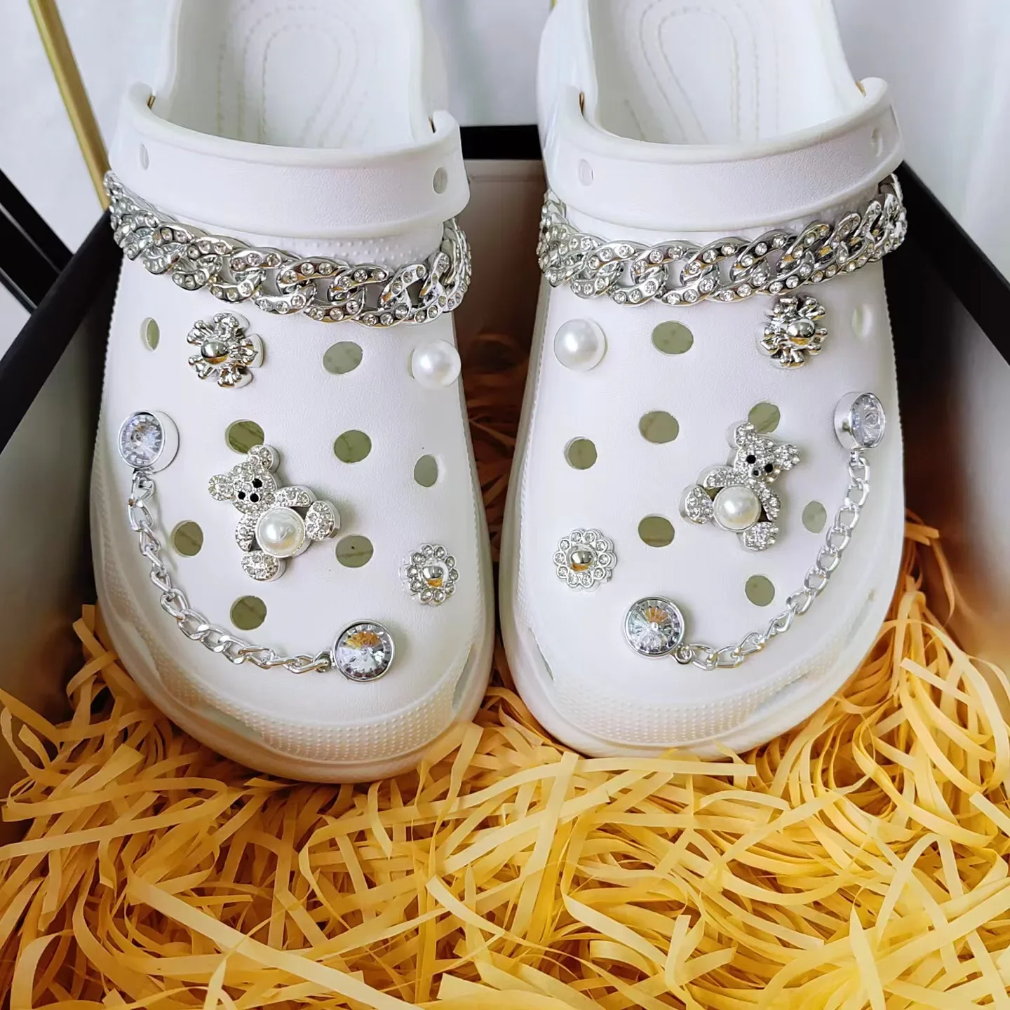 Schuh Charms DIY Mode Silber Bär Metall Schuh Schnalle Dekoration für Loch Schuh Charm Zubehör Kinder Party Mädchen Geschenk