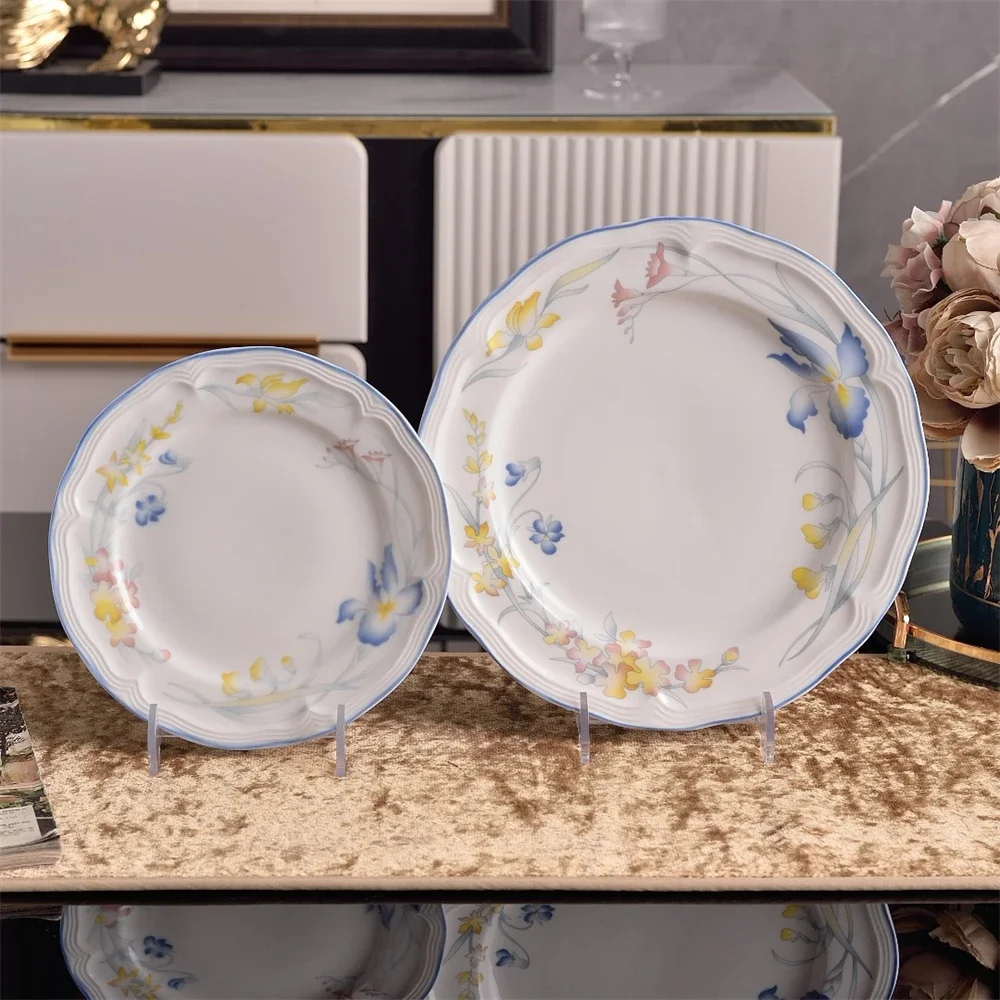 Home Kitchen Supplies Tableware Used Iris Coffee Cup Plate Tea Cup Plate Flat Plate Rice Bowl Salad Bowl Tableware Gift Box Set