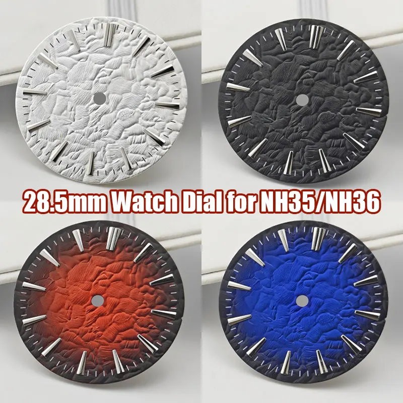 High Quality Modified 28.5mm Watch Dial Stone Pattern Gradient Color Watch Face for NH35 NH36 Movement No Date Watch Accessories