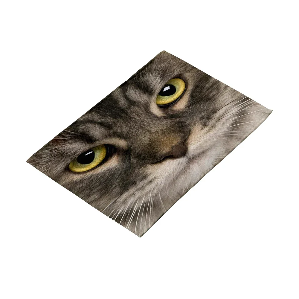 Printing Cute Cat Face Placemat Non-Slip Heat Resistant Washable Kitchen Table Plate Bowl Coaster Children\'s Tablecloth