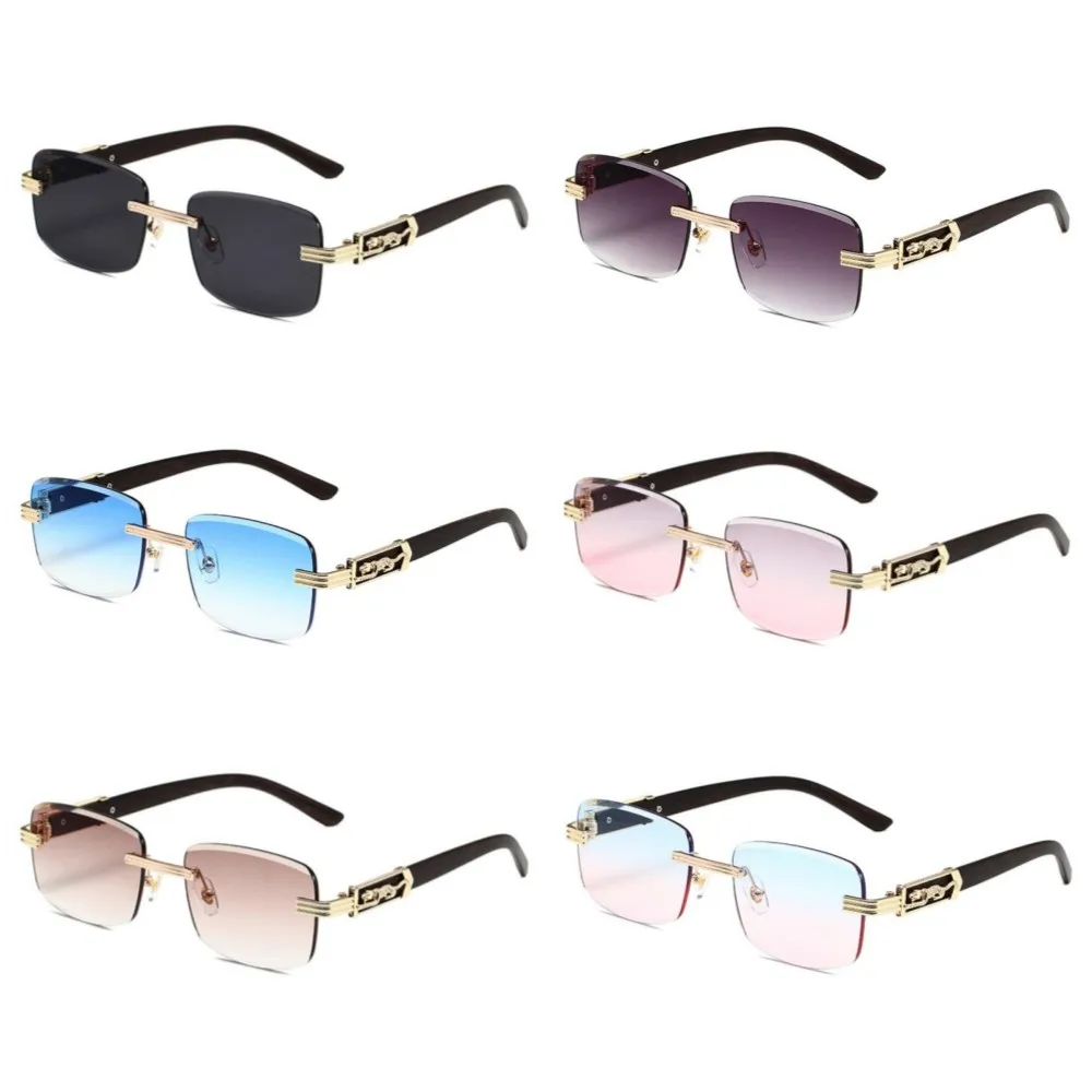 

2024 Luxury Brand Rimless Rectangle Sunglasses Men Women Fashion Driving Sun Glasses UV400 Eyewear for Travel Shades