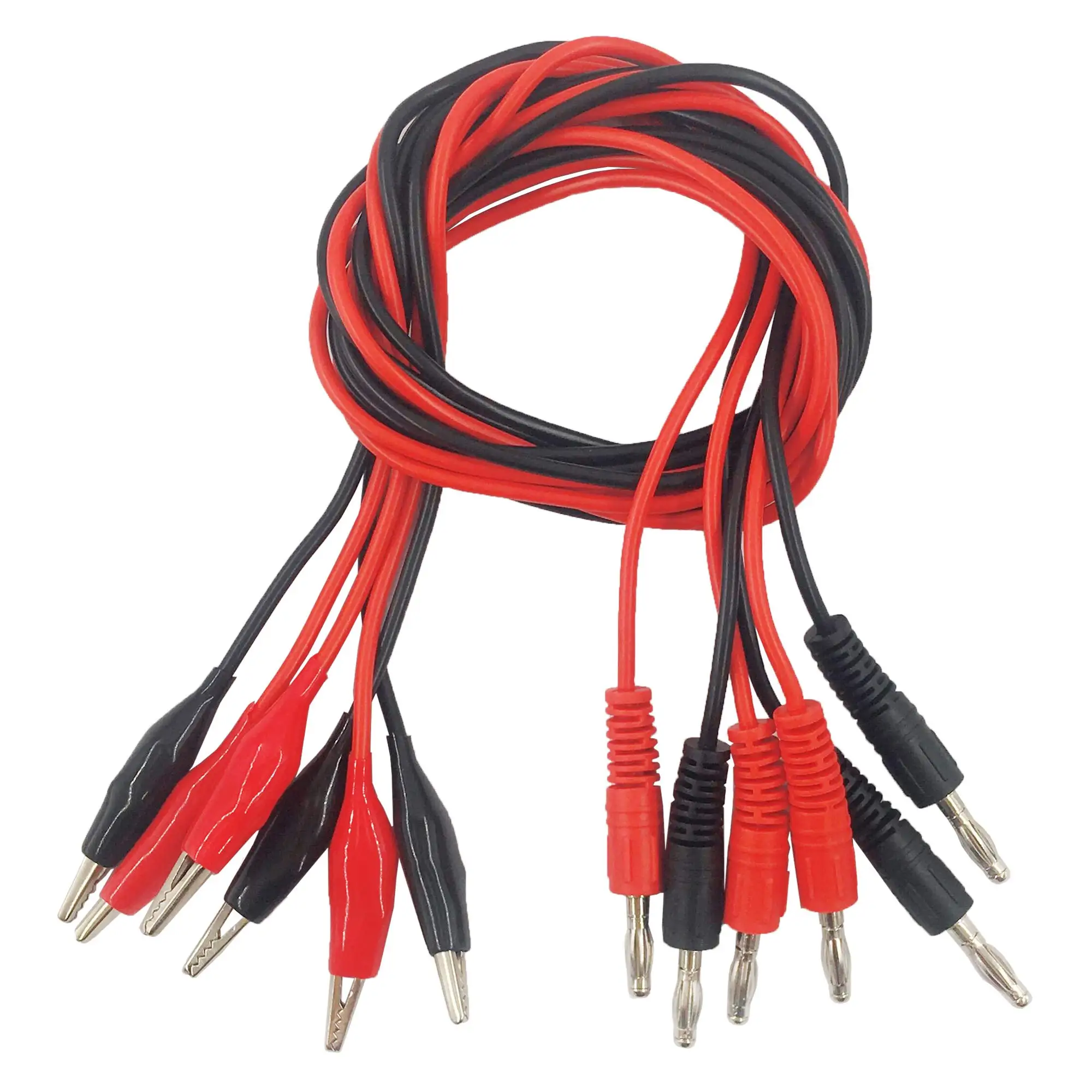 ZIShan Wholesale 1Pcs 1Meter Cable Red and Black Alligator Clips Jumper Wire Test Leads Banana Plug for Multimeter Test