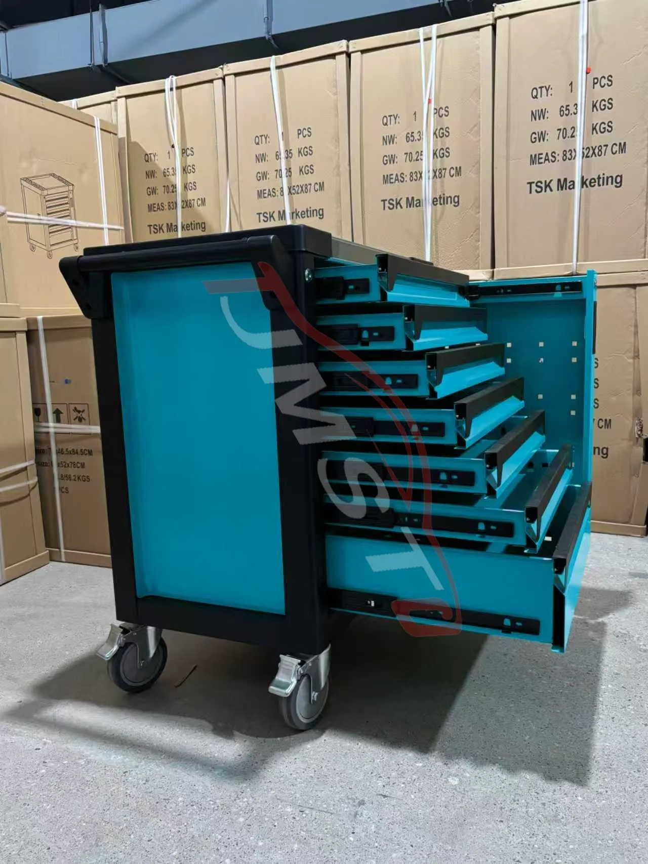 JMST 7+1 Drawer Tool Cabinet System - Main & Side Drawers For Complete Tool Organization